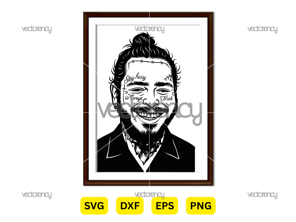 Post Malone Face SVG Vector Illustration PNG Drawing