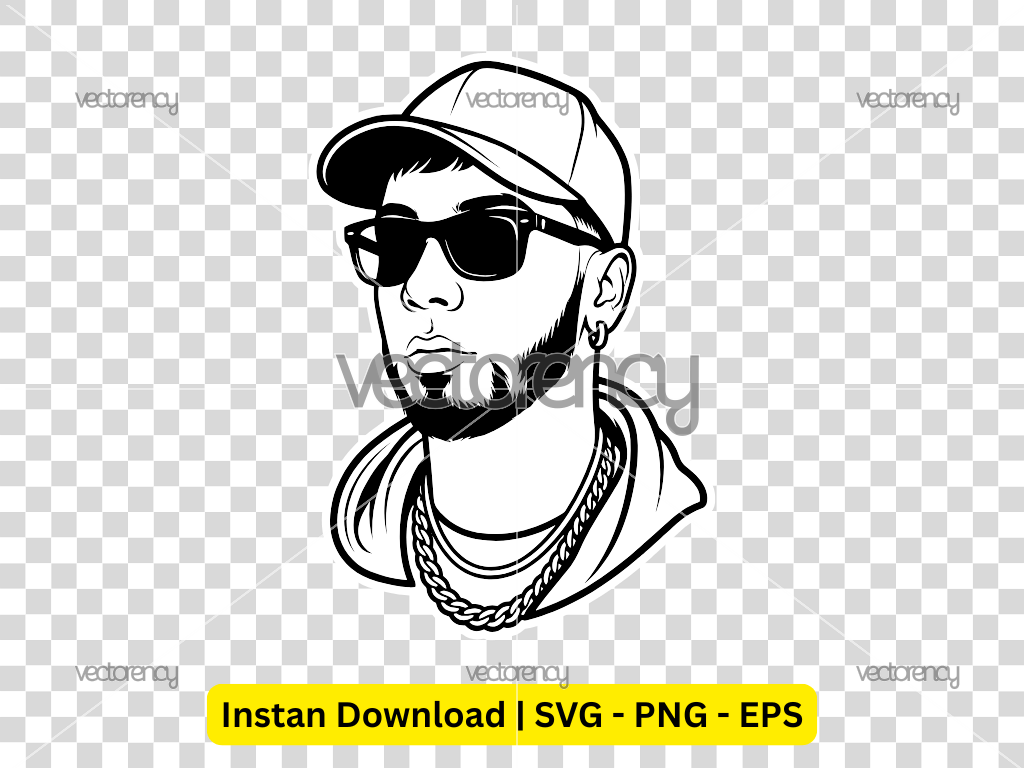 Anuel AA Vector Cartoon Art File, Rapper Puerto Riko