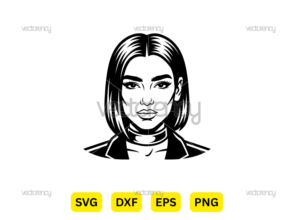 Dua Lipa Silhouette Vector Art Black and White