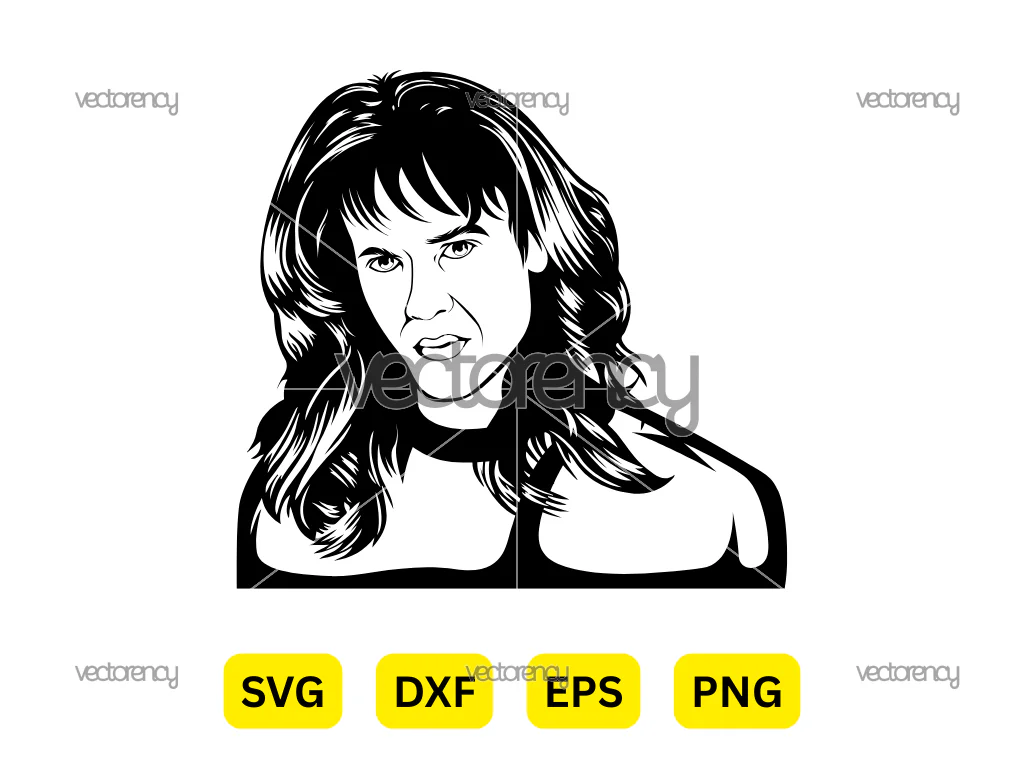 Eddie Stranger Things Vector Black and White Art Portrait SVG Vector Image