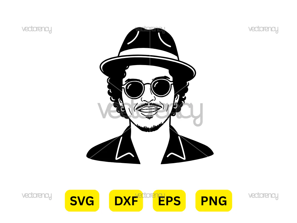 Bruno Mars Portrait Drawing Vector SVG PNG DXF