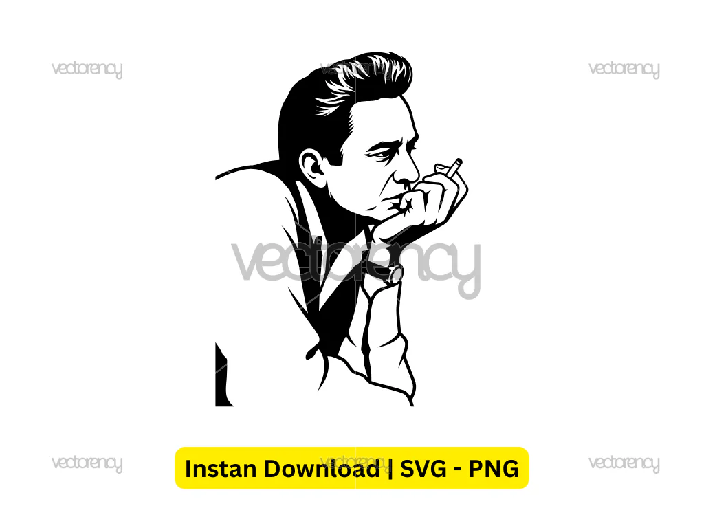 Johnny Cash Vector Art SVG PNG Download
