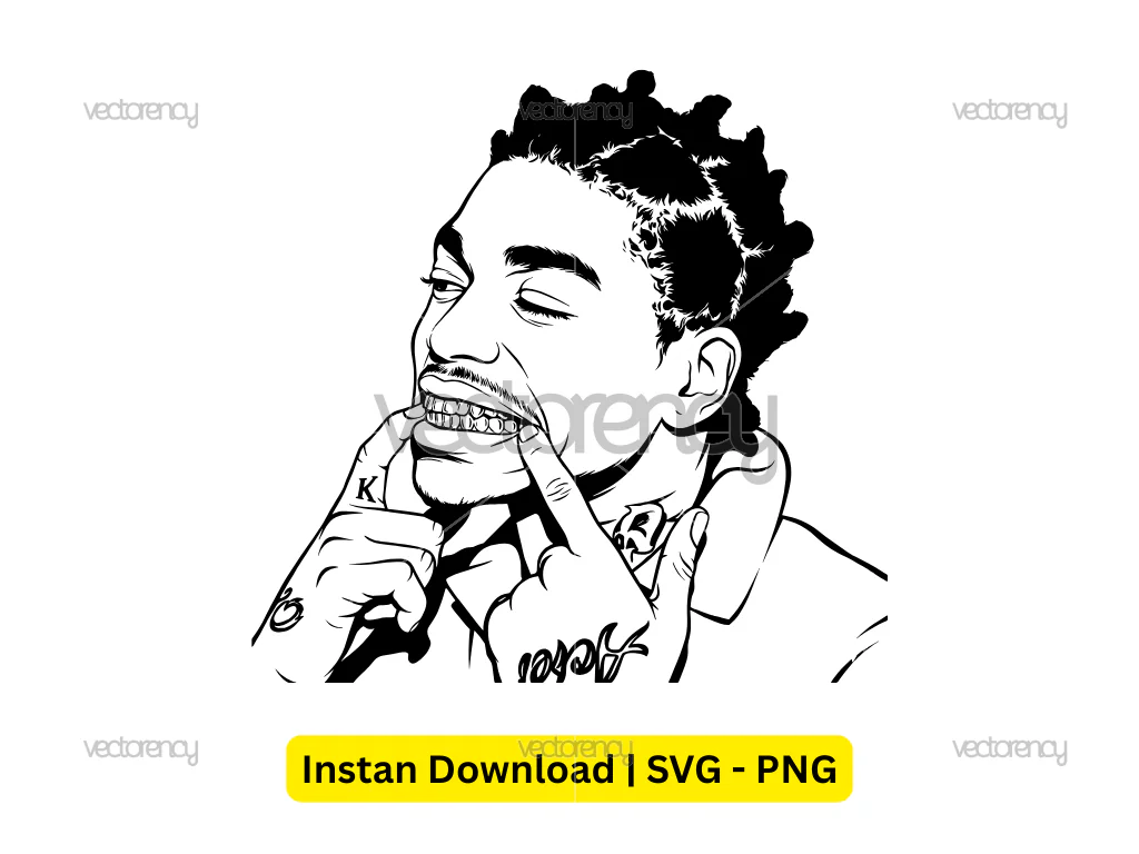 Kodak Black Portrait Vector Art