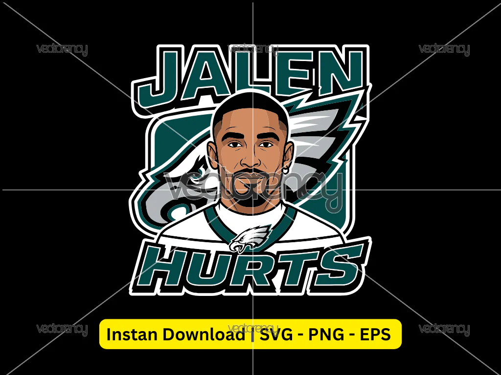 Jalen Hurts Cartoon Anime Vector Drawing PNG EPS SVG