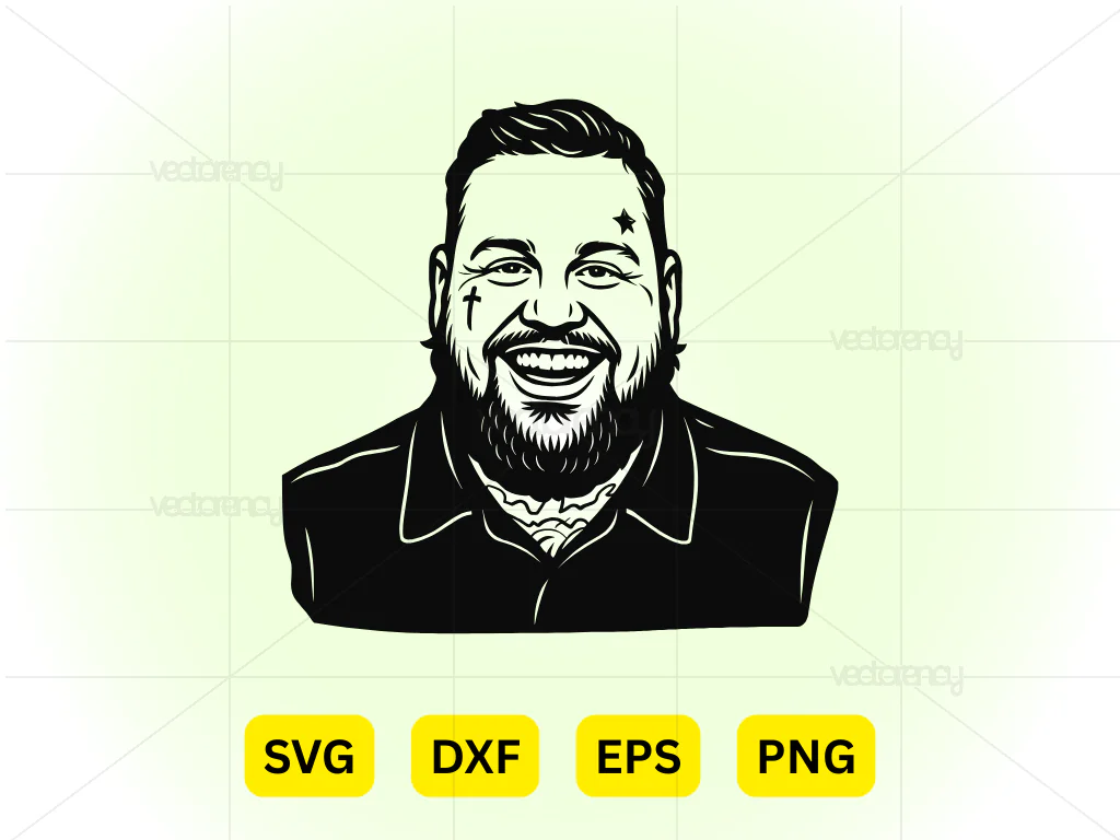 Rapper Jelly Roll Drawing Vector Outline SVG