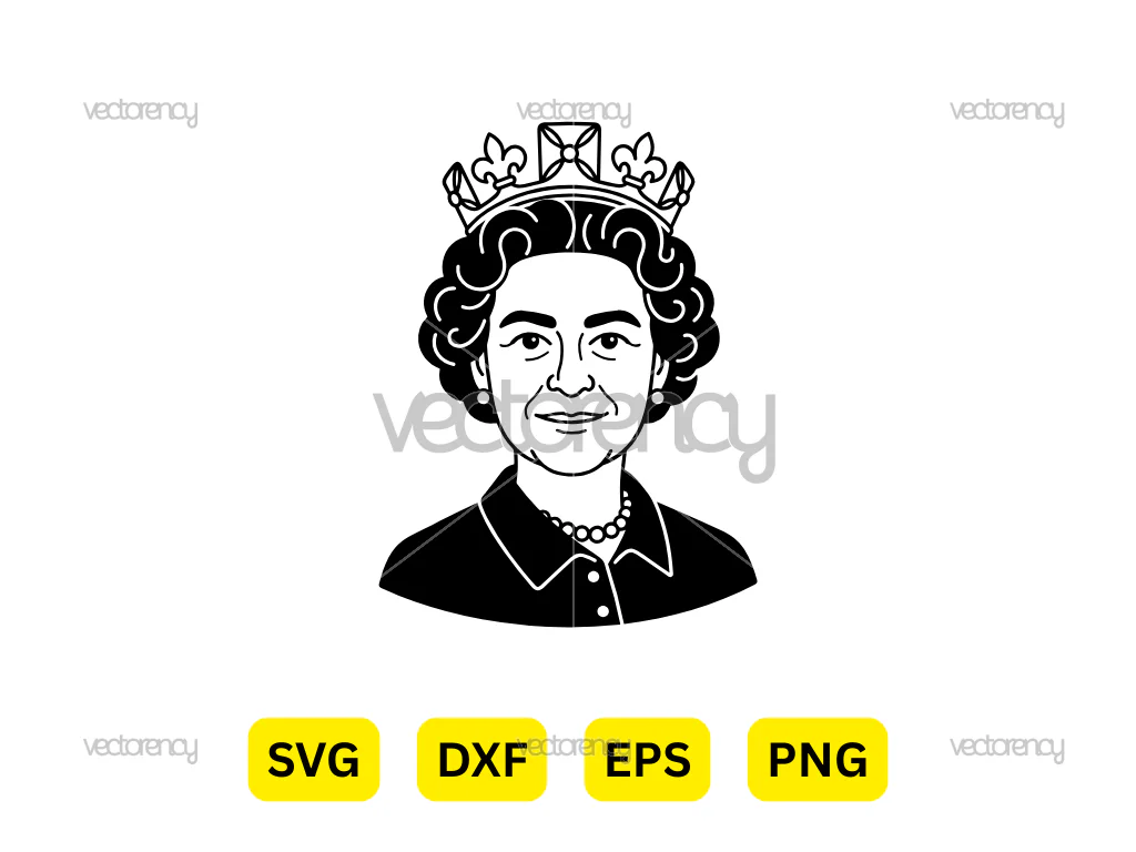 Queen Elizabeth Minimalist Vector Drawing SVG PNG
