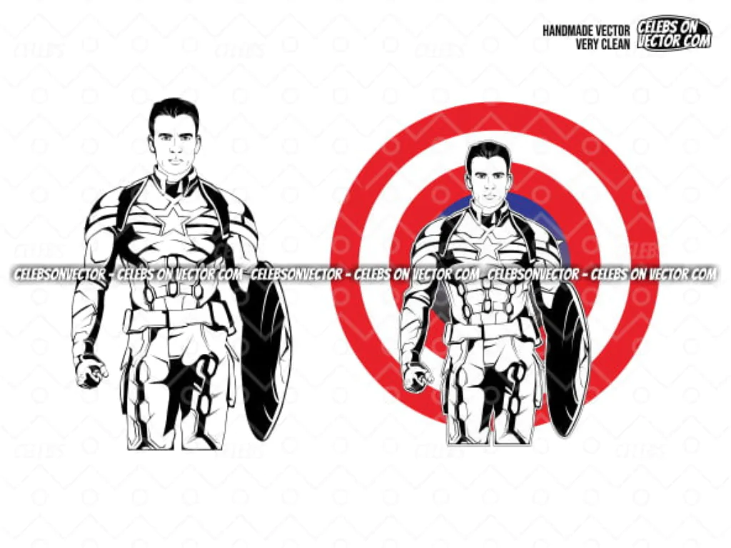 Captain America SVG Layered Chris Evan Vector PNG Superhero Cut File