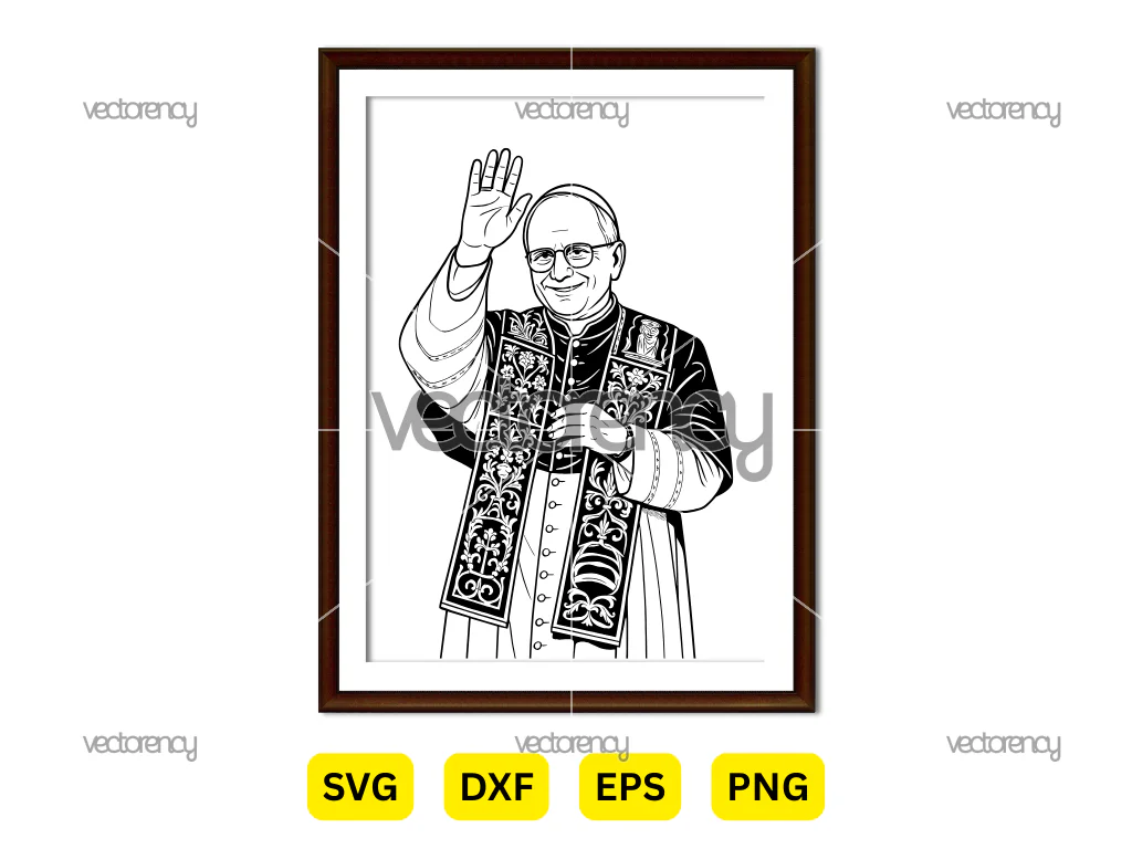 Pope Leo XIV Line Art Vector SVG PNG