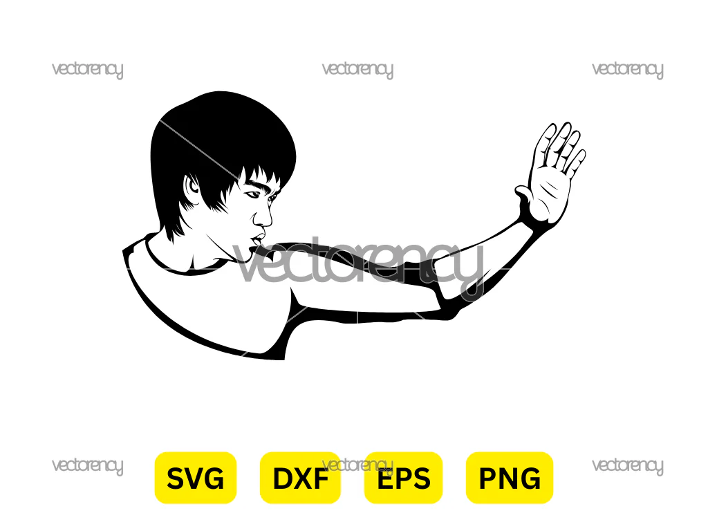 Bruce Lee Vector Art, Portrait SVG, PNG