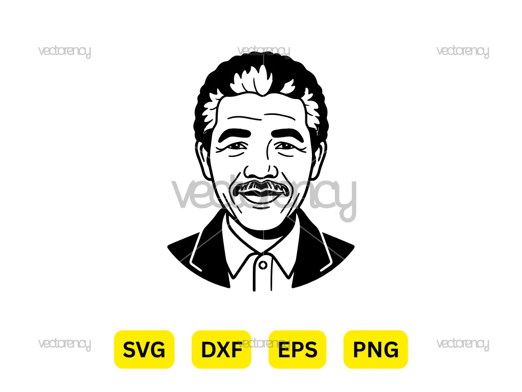 Nelson Mandela Vector Portrait SVG PNG DXF