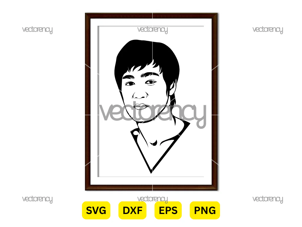 Bruce Lee Portrait Vector Clipart HD