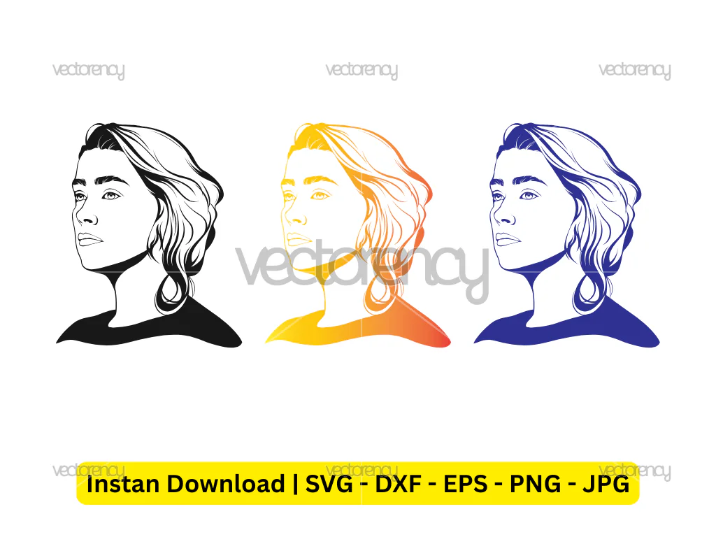 Amber Heard Portrait Vector Art Handmade SVG PNG