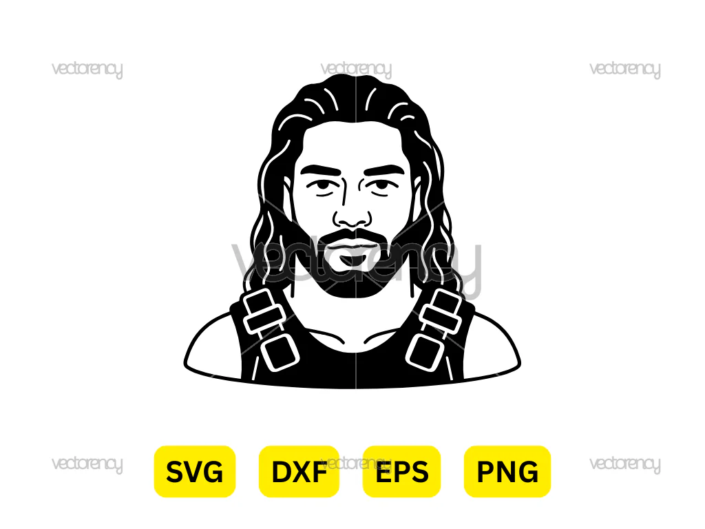Roman Reigns Portrait Cartoon Vector PNG SVG