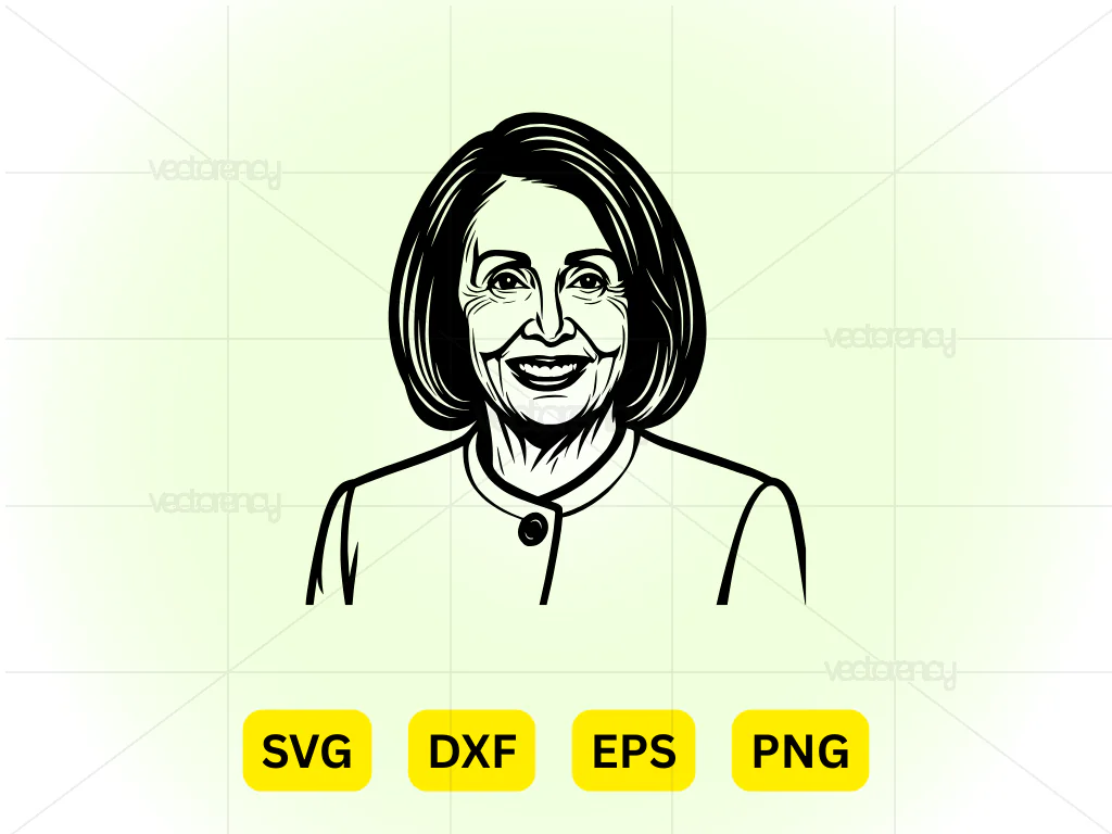 Nancy Pelosi Portrait Vector Drawing PNG SVG DXF EPS
