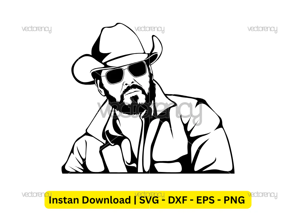 Yellowstone Cowboy Portrait Vector SVG Image Download