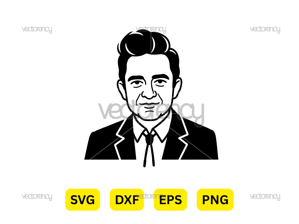 Johnny Cash Vector Portrait SVG Cut File