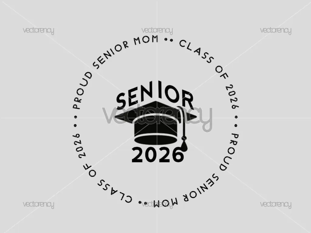 Proud Senior Mom Class of 2026 SVG Varsity Graduation Design