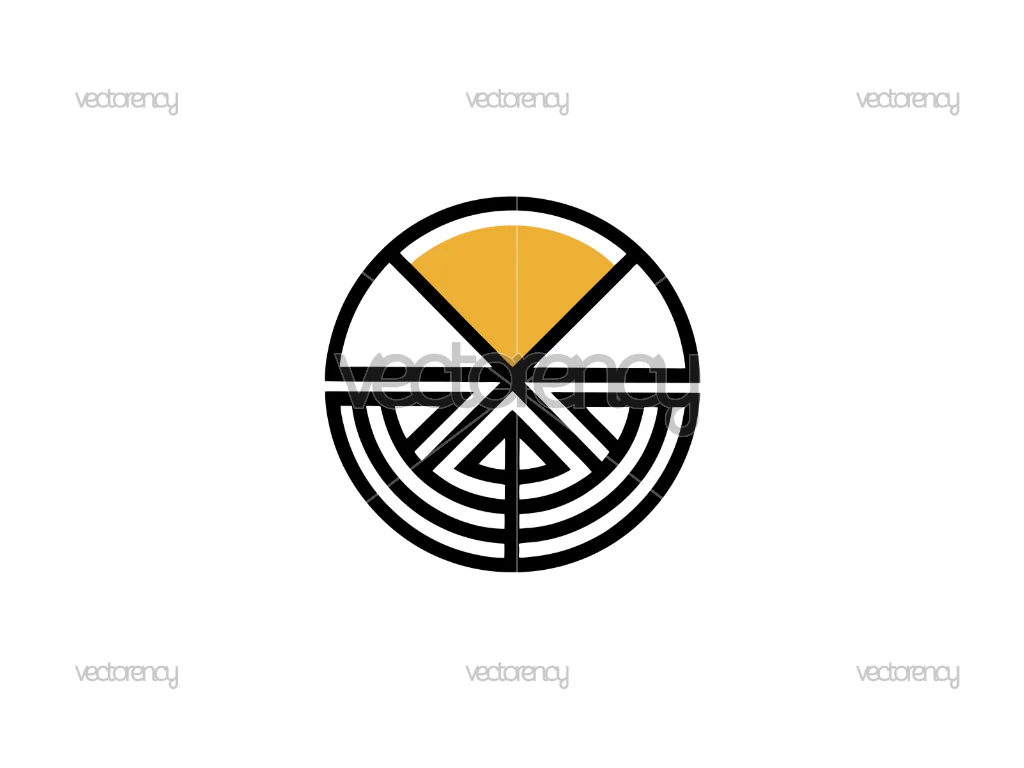 Minimalist Geometric Rising Sun Logo Design