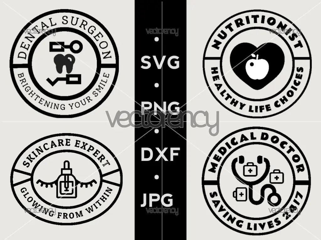 Varsity Medical and Skincare Wellness Badge SVG Bundle for Cricut