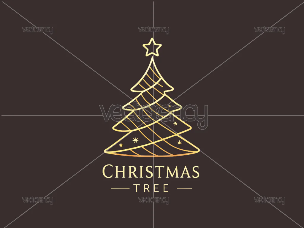 Minimalist Golden Christmas Tree Design – Elegant Festive Art
