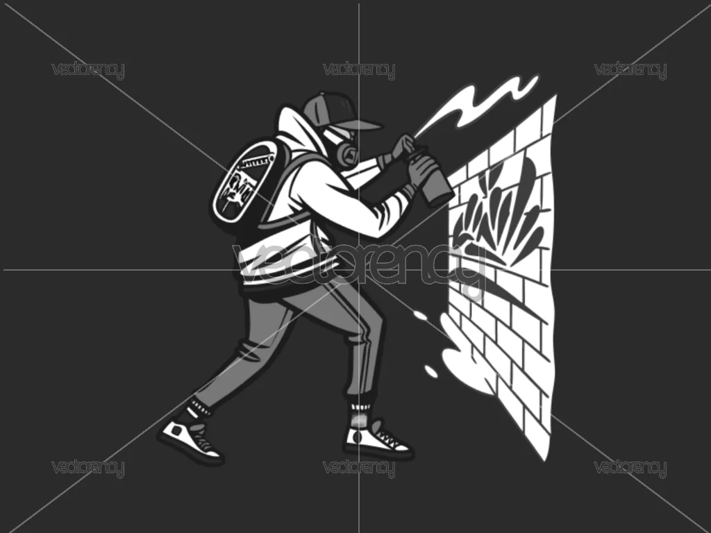Graffiti Street Artist Mascot Urban Spray Paint Illustration