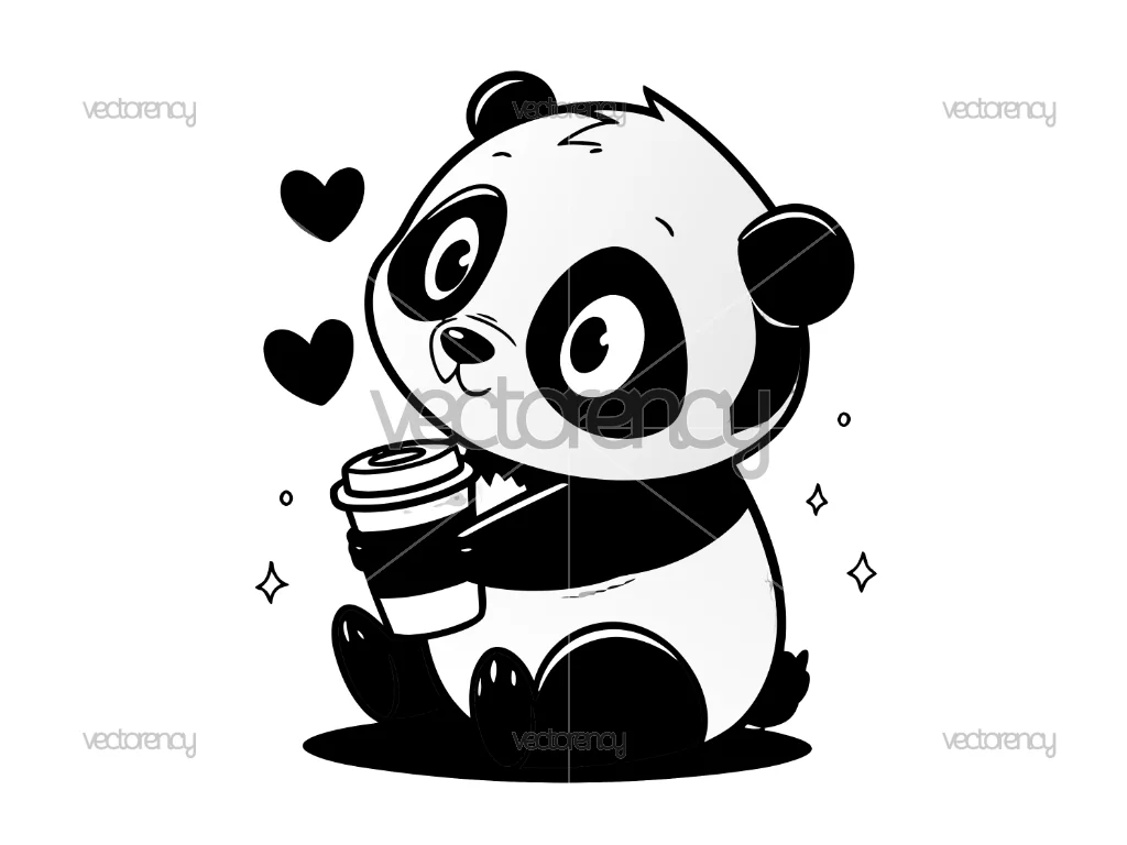 cute panda with cup