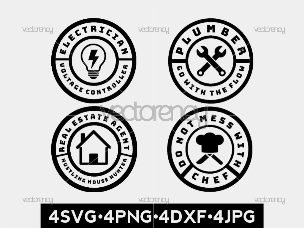 Varsity Career & Trades Silhouette Badge SVG Bundle for Cricut