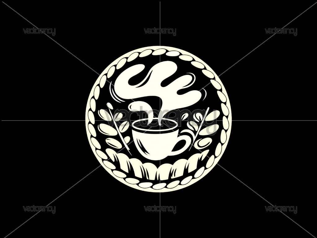 Elegant Coffee Cup Logo with Steam and Leaf Design