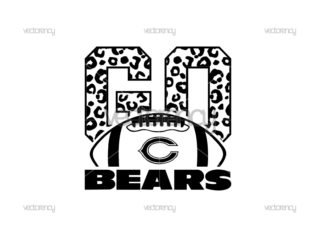 Go Chicago Bears Leopard Football NFL Clipart Design Vector PNG