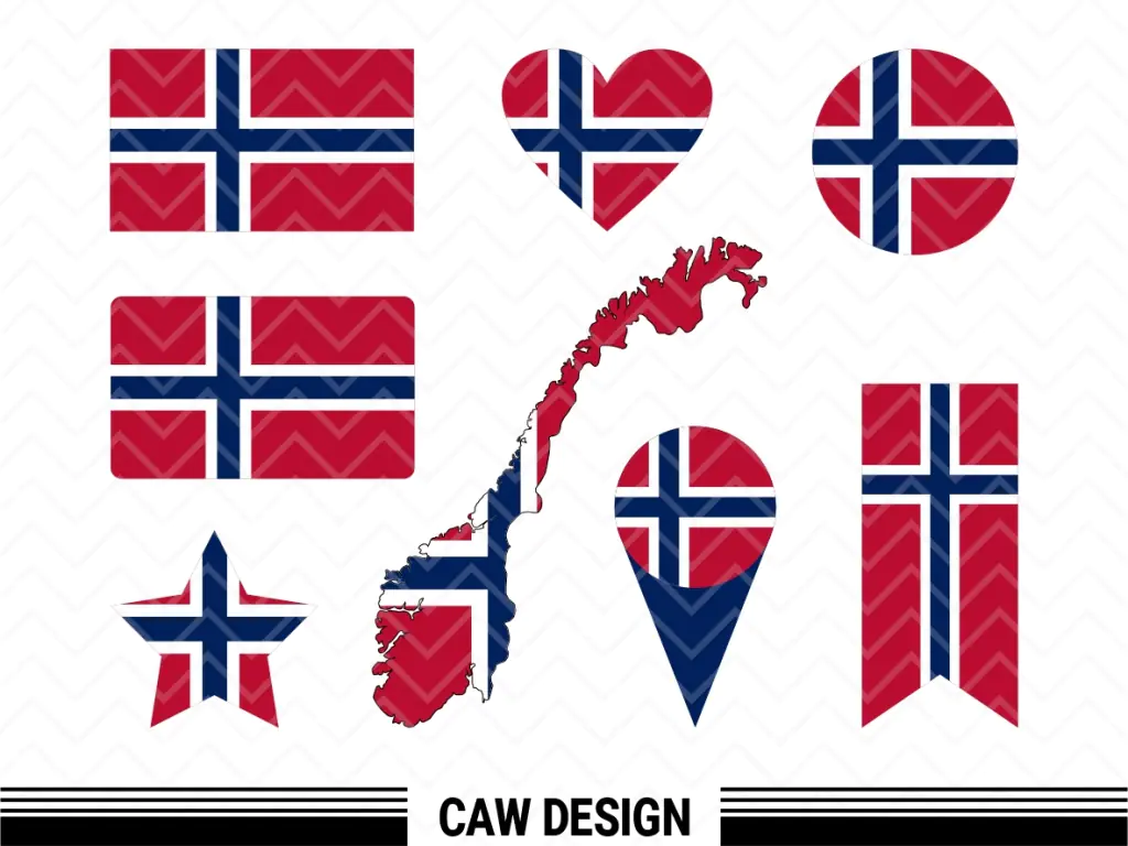 Norway Flag Map SVG Vector Download