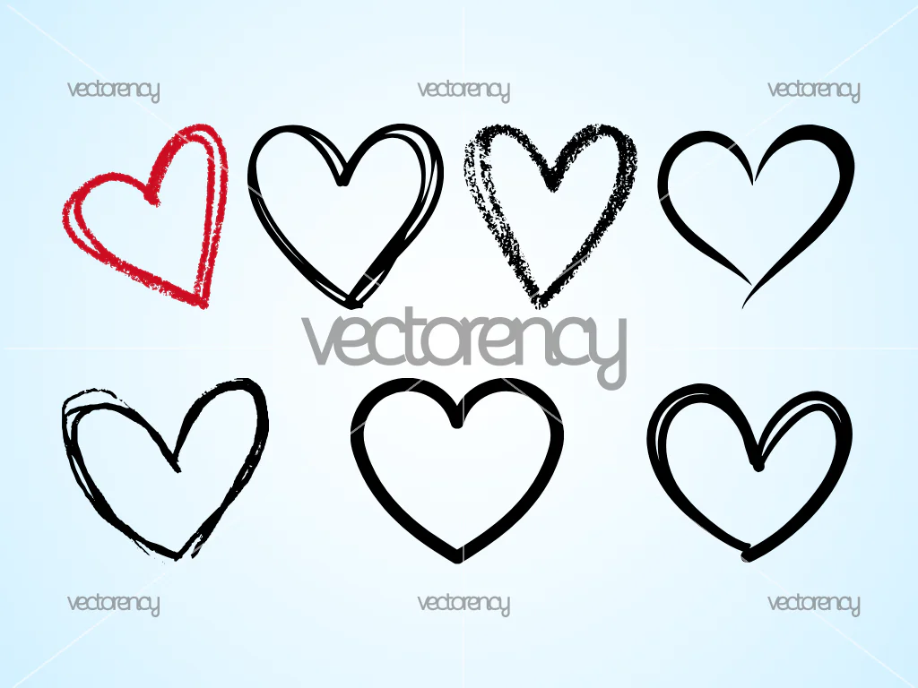 Hand Drawn Heart Love SVG Set Bundle