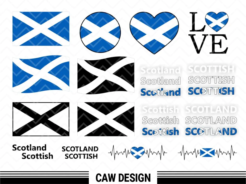 Scotland Flag SVG Bundle, Scottish Nation Country Cut File PNG