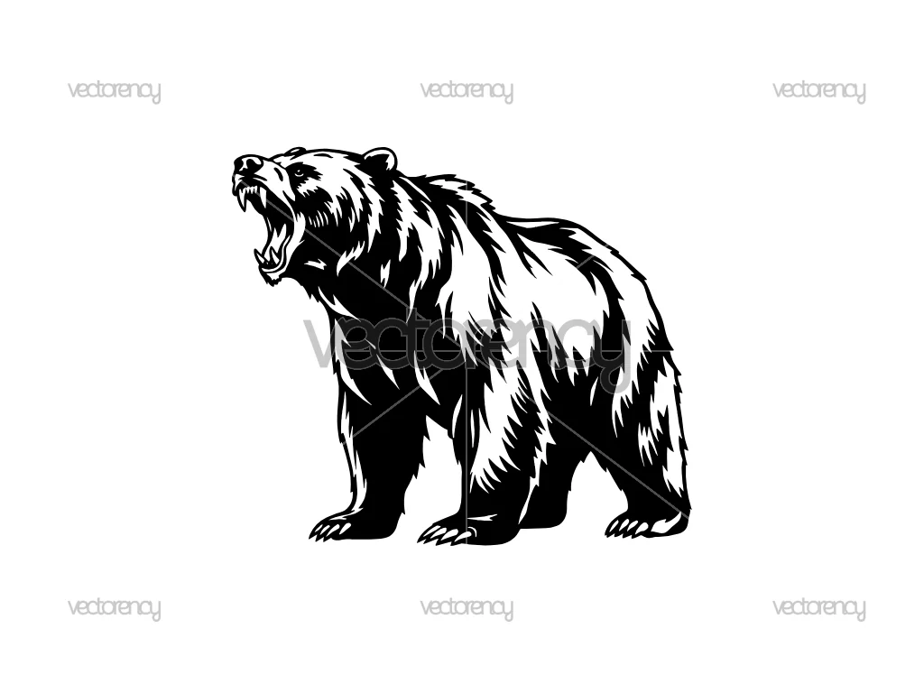 Roaring Grizzly Bear Vector Illustration