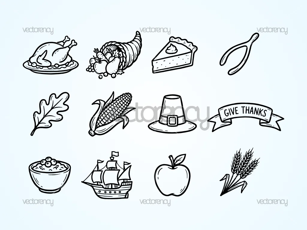 Thanksgiving Image Doodle Vector SVG