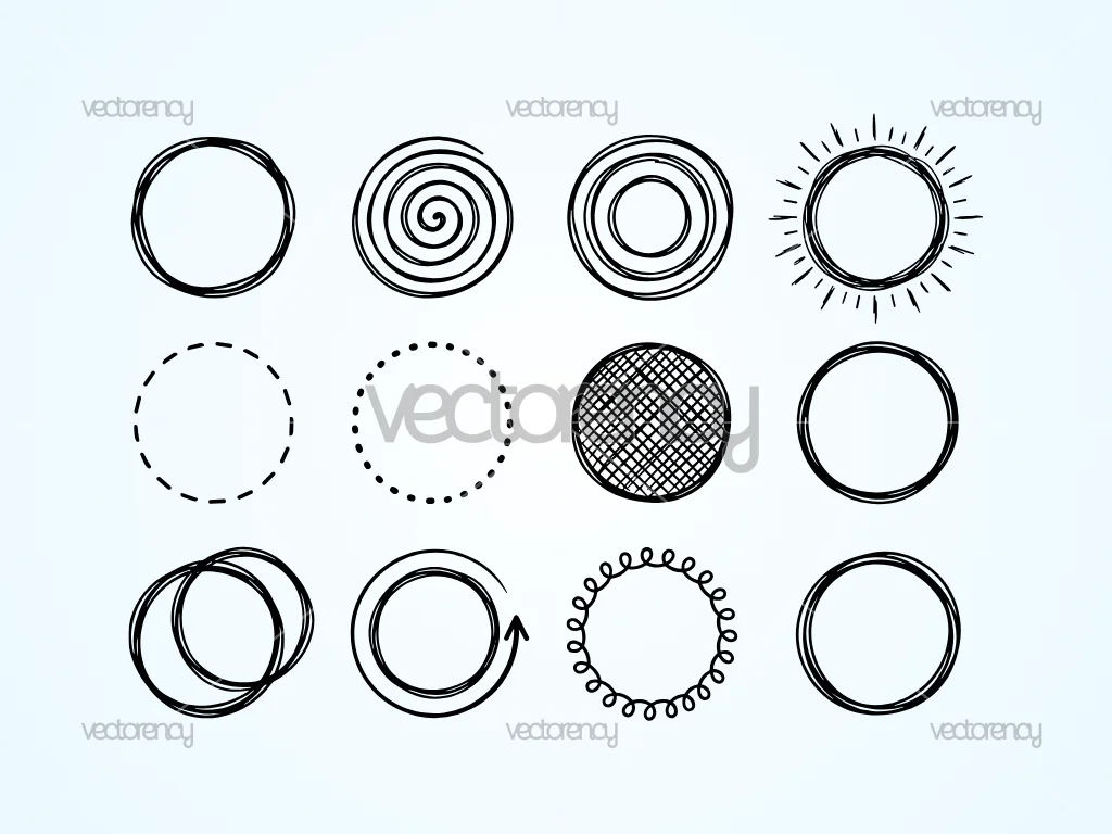 Hand Drawn Circle Elements Doodle Vector SVG Image