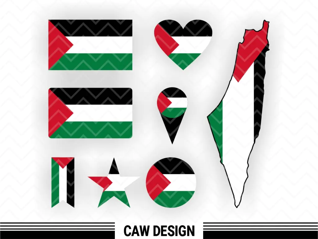 State of Palestine Flag Map SVG Vector