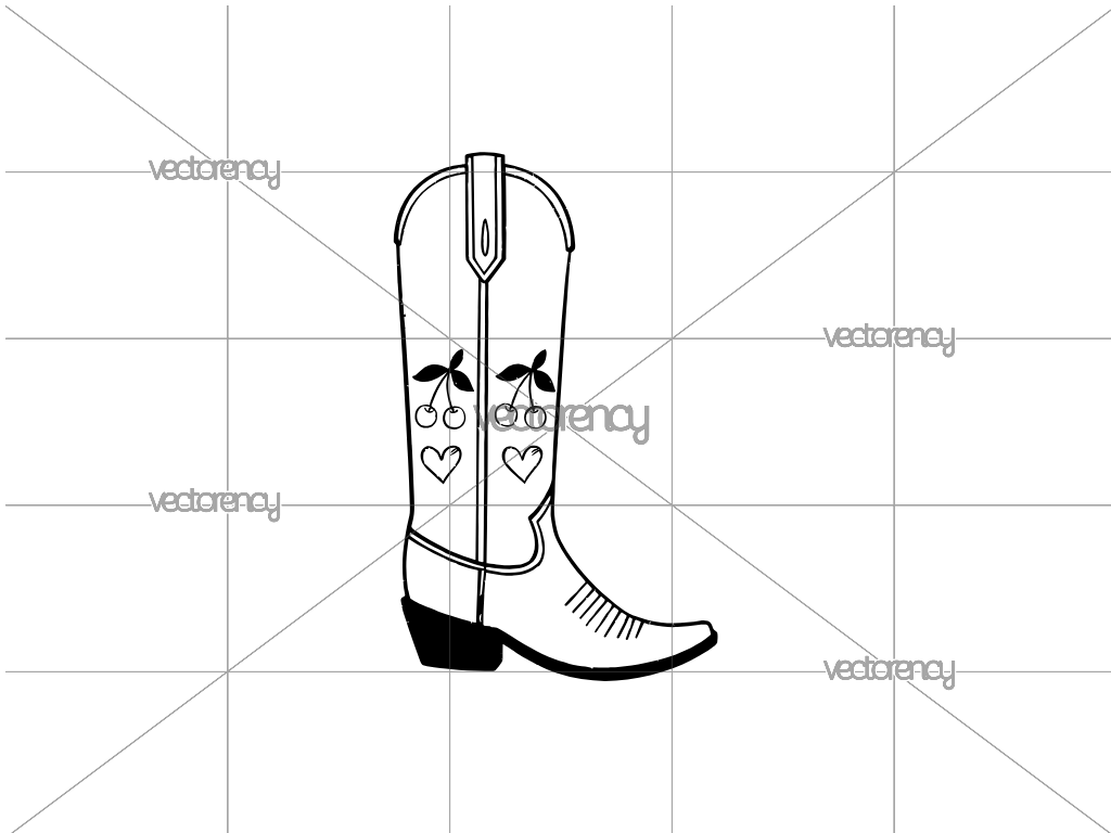 Love Cherry Cowboy Boots SVG Clipart