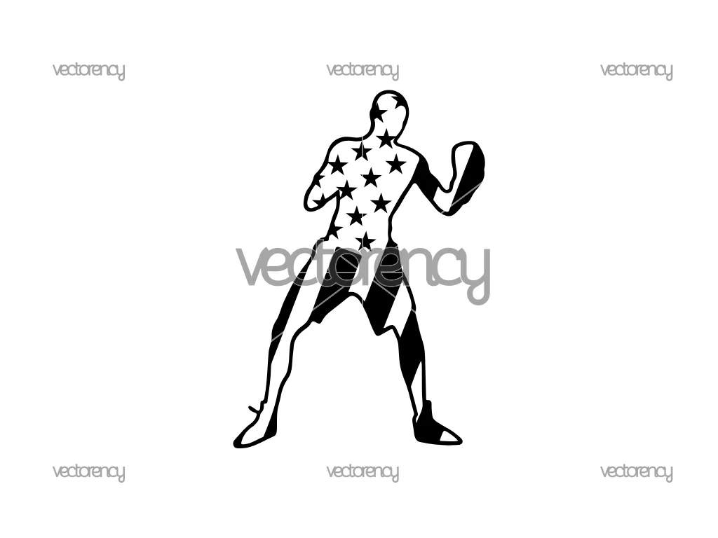 Boxing SVG Silhouette Us flag Free