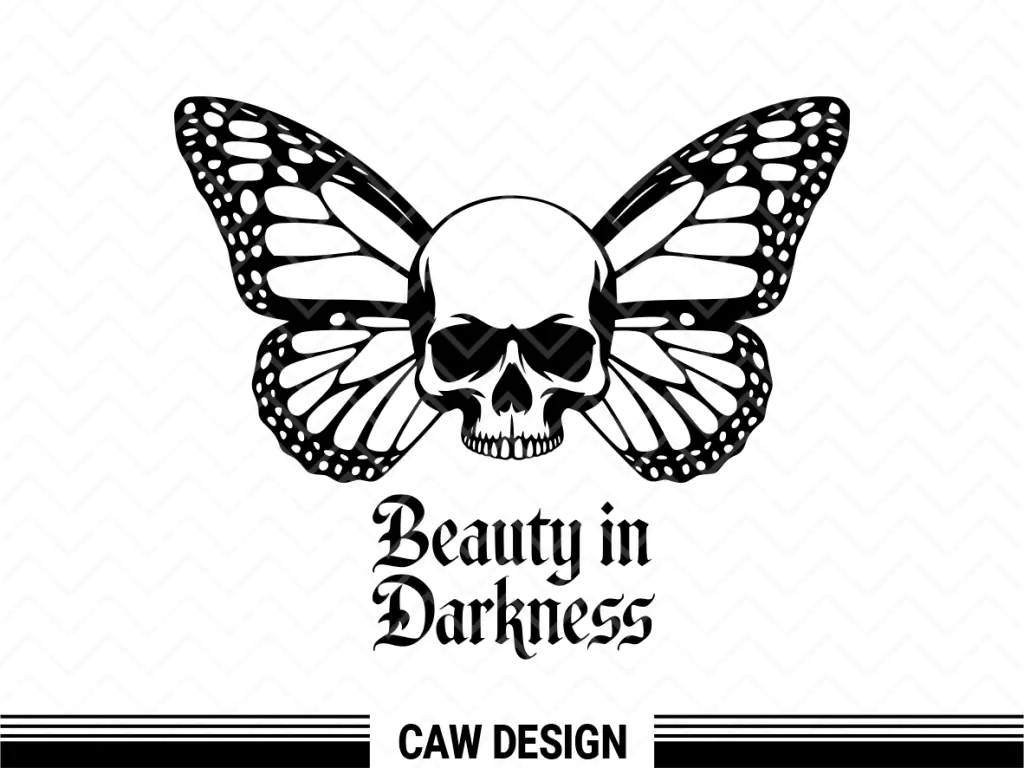 Beauty in Darkness Skull Butterfly Design