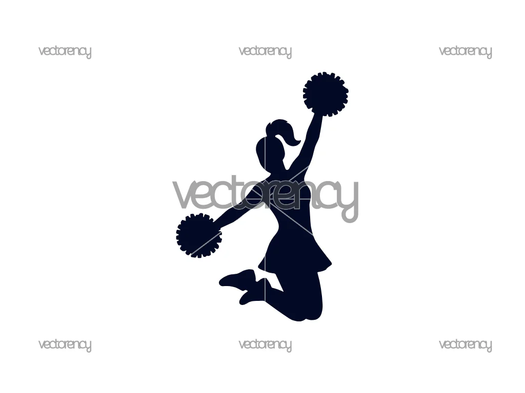 Cheerleader Cheer Jumping Clipart Silhouette SVG