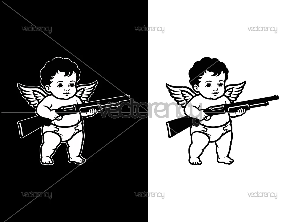 Cupid Holding Gun Clipart SVG PNG Download
