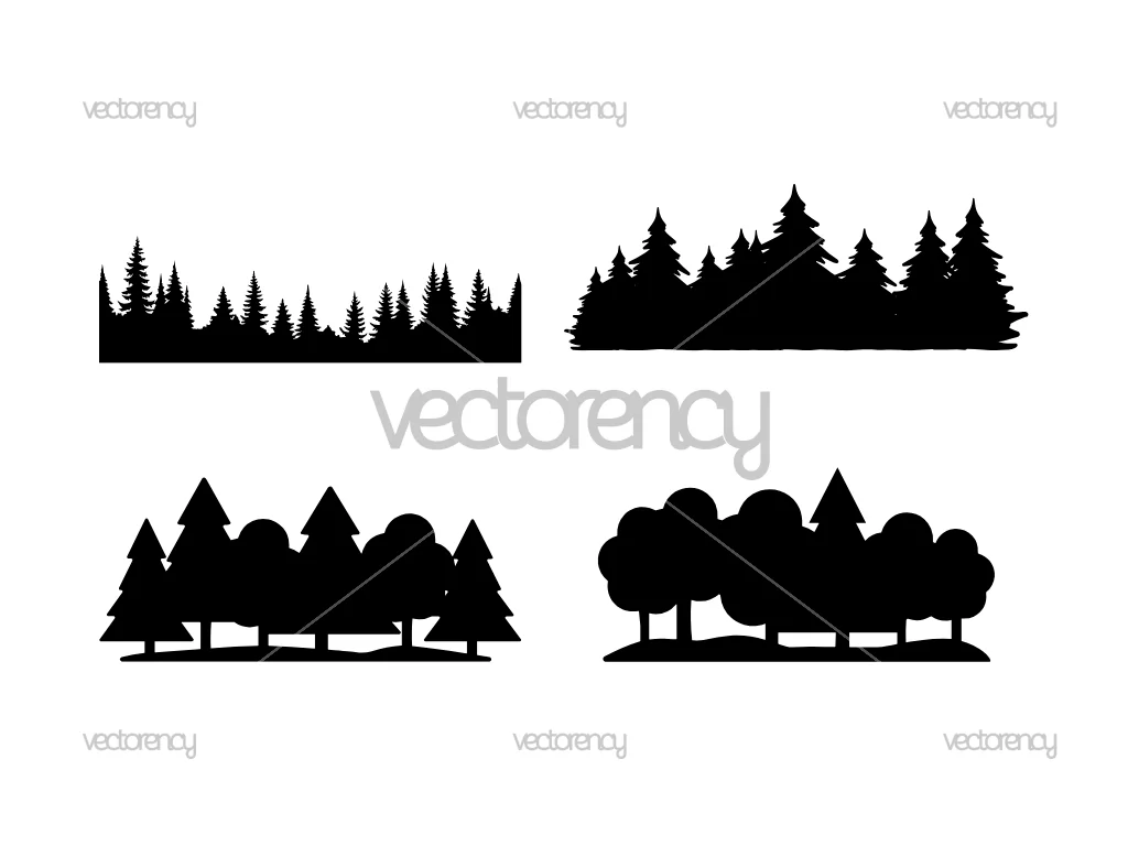 Treeline Forest Silhouette Landscape SVG