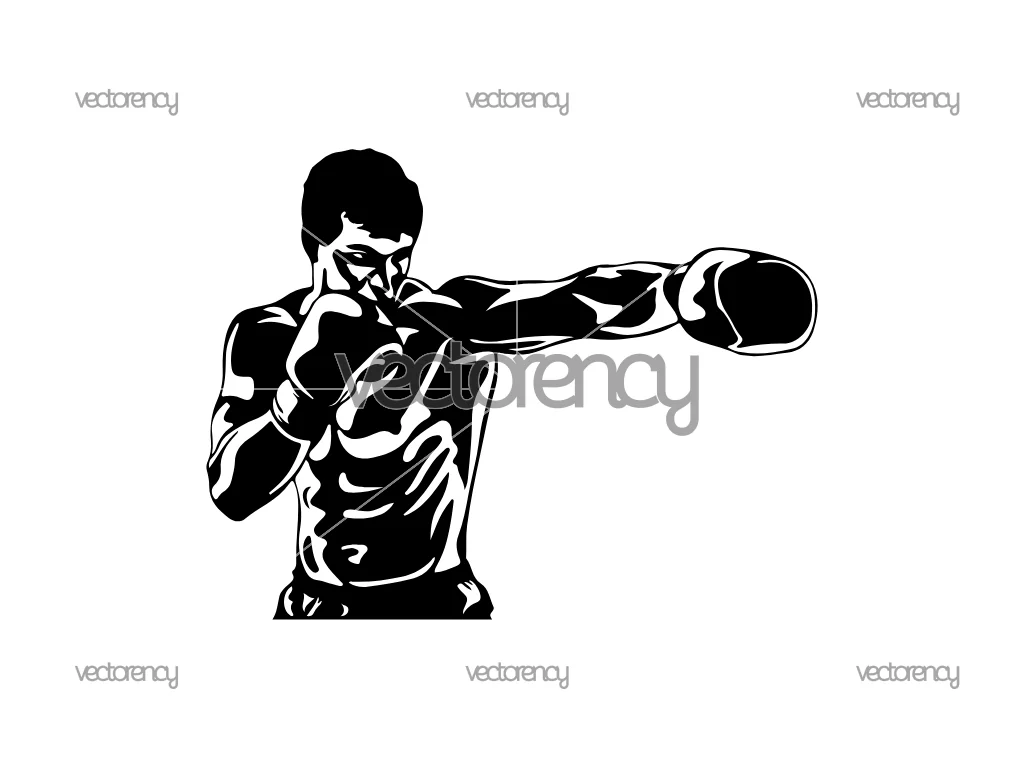 Boxing Fighter Silhouette SVG, Kick Boxing