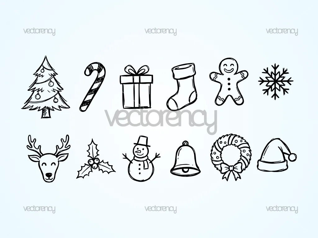 Christmas Doodle Hand Drawn SVG Vector Image Download