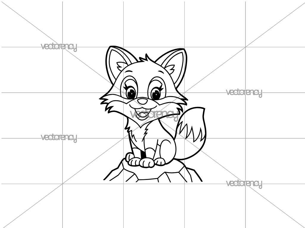 Cute Fox Outline Vector SVG Free