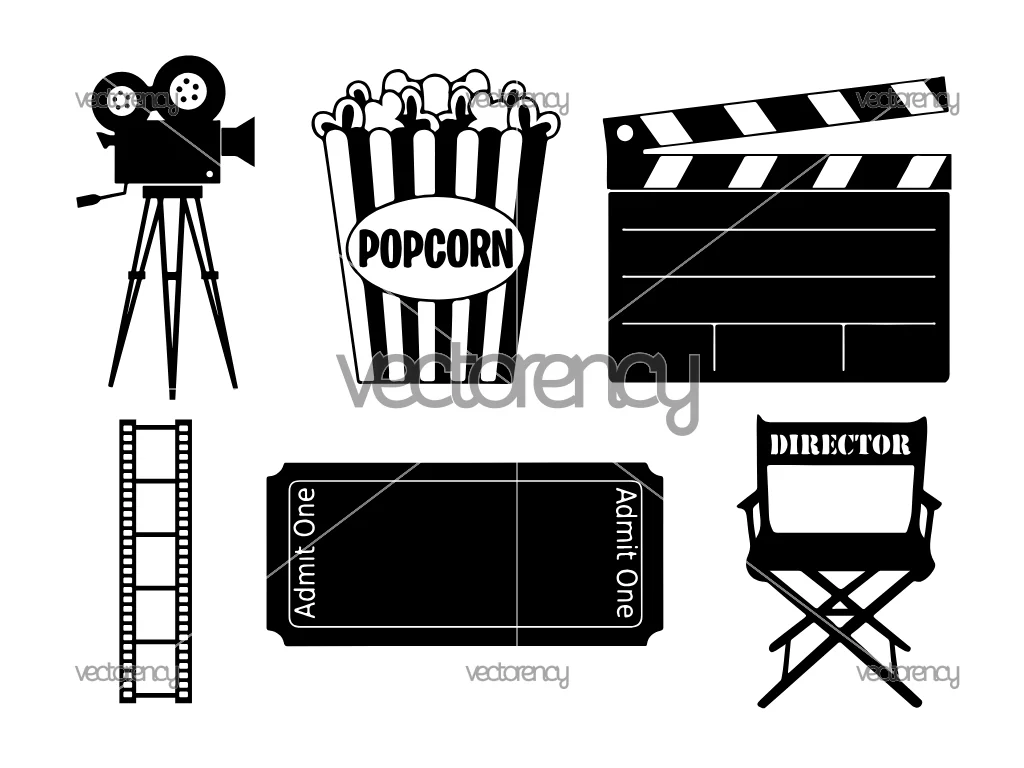 Movie Theme SVG Movie Theme Silhouette Cut Files, Cliparts
