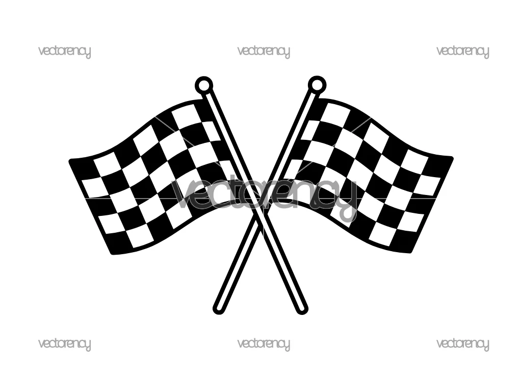 Checkered Crossed Flags SVG