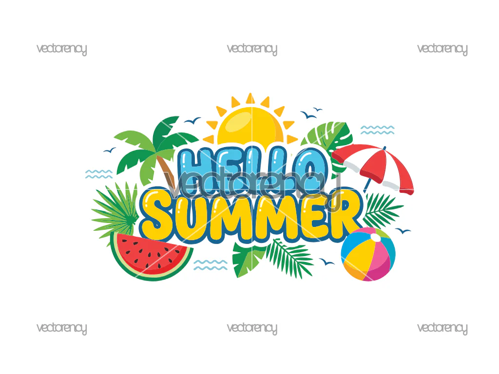 Hello Summer Vector Clipart