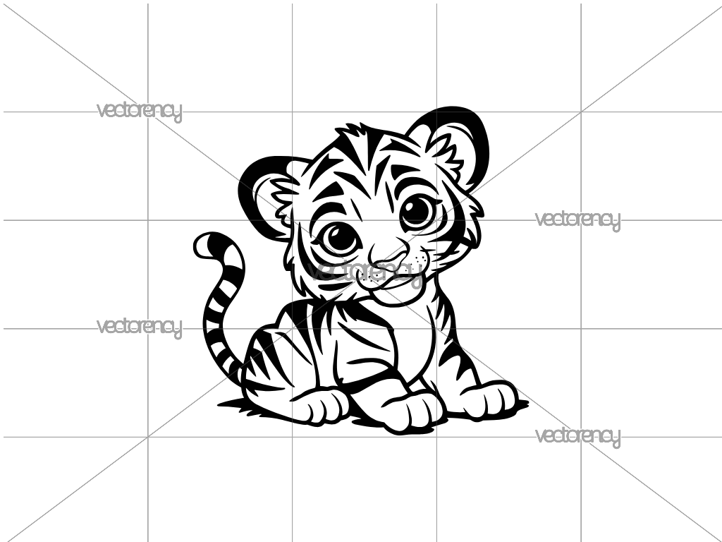 Cute Tiger Vector Illustration Clipart SVG