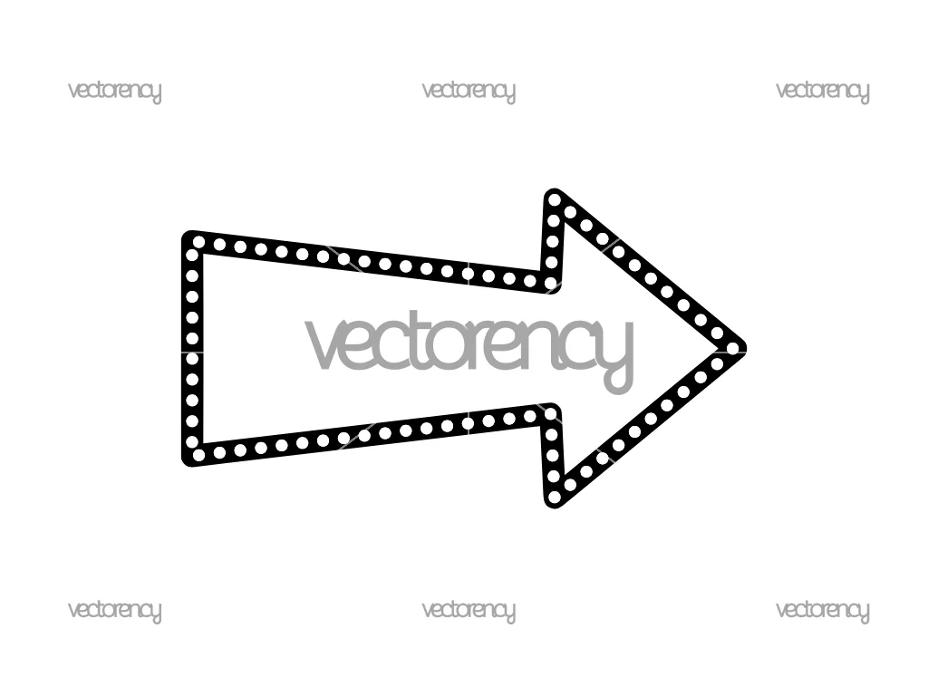Lightbulbs Arrow Shaped Retro Billboard Sign Vector Clipart